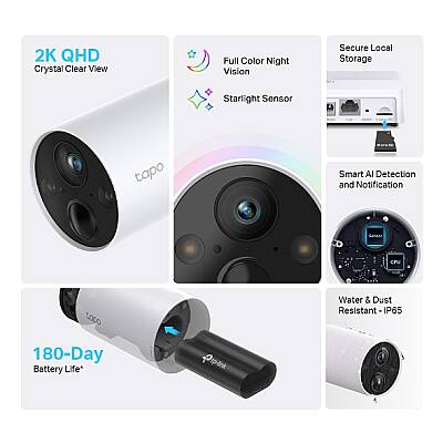 Akıllı Kablosuz Güvenlik Kamerası Sistemi, 1 Kameralı Sistem | Tapo C420S1 - 3