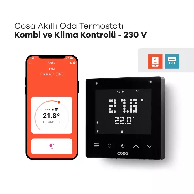 Akıllı Oda Termostatı Kablolu Kombi ve Klima Kontrolü 230V - 1