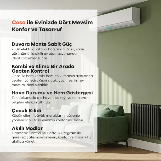 Akıllı Oda Termostatı Kablolu Kombi ve Klima Kontrolü 230V - 2