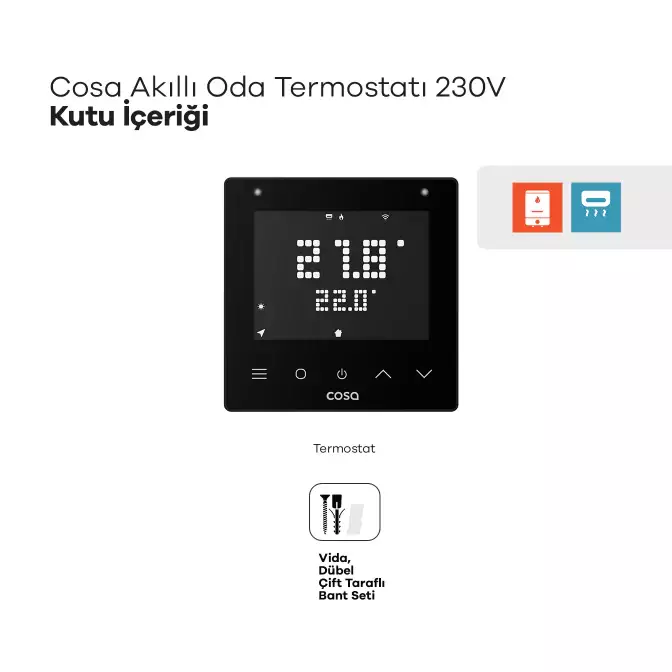 Akıllı Oda Termostatı Kablolu Kombi ve Klima Kontrolü 230V - 5