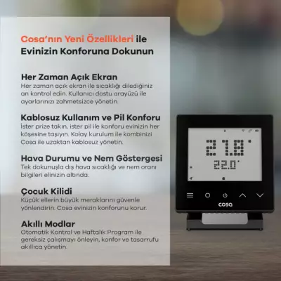 Akıllı Oda Termostatı Kablosuz Kombi Kontrolü - 2