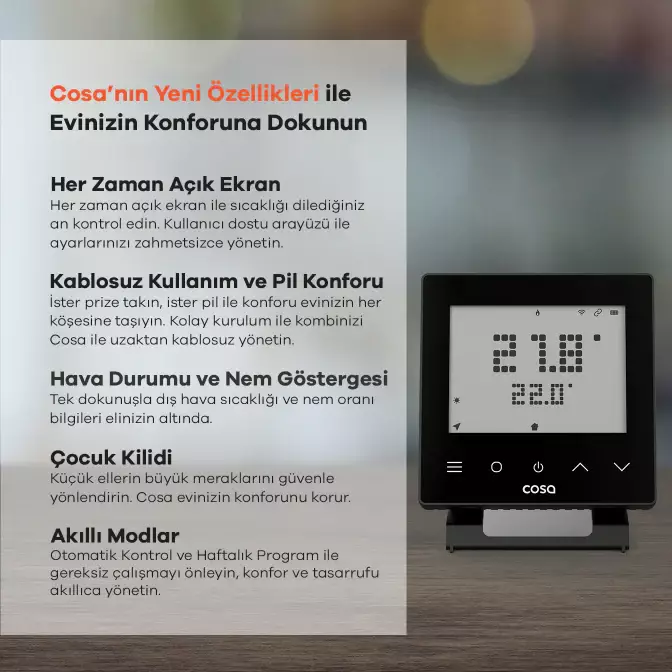Akıllı Oda Termostatı Kablosuz Kombi Kontrolü - 2