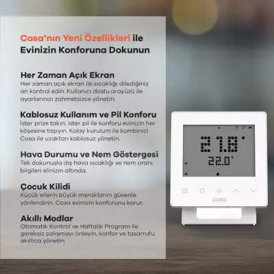 Akıllı Oda Termostatı Kablosuz Kombi Kontrolü - 8