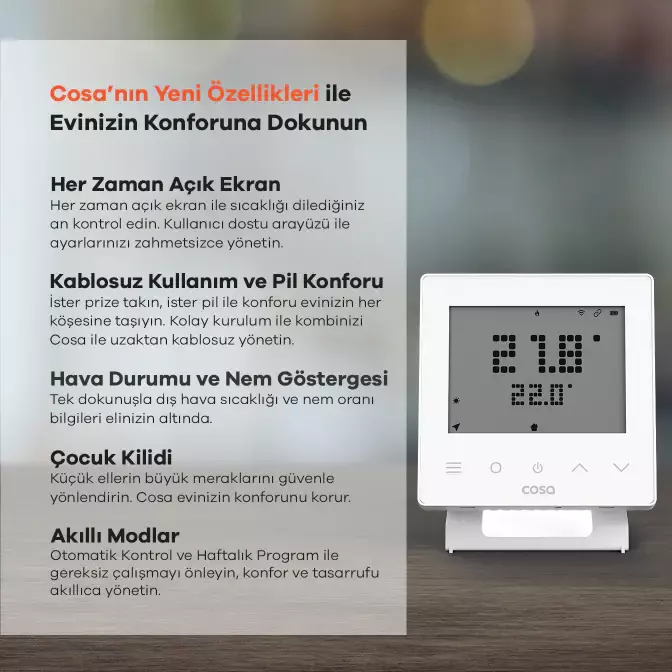 Akıllı Oda Termostatı Kablosuz Kombi Kontrolü - 8