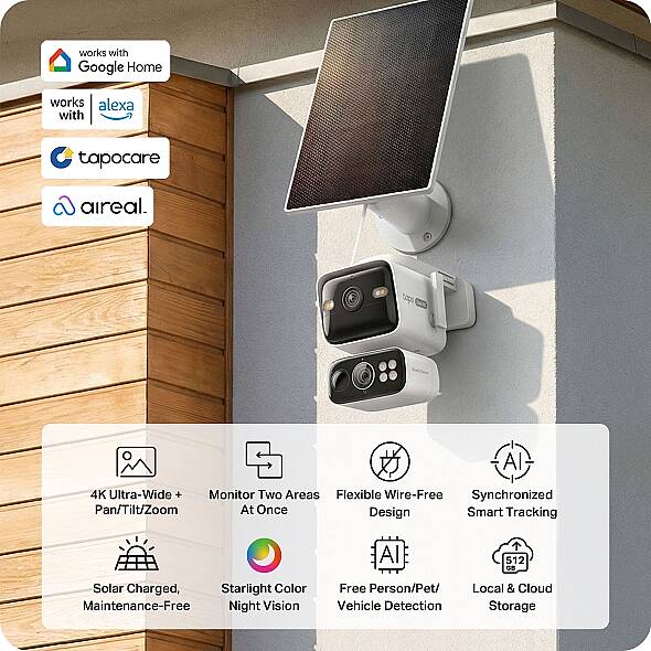 Güneş Enerjili Çift Lensli Pan/Tilt Güvenlik Kamerası Kiti | Tapo C675D KIT - 7