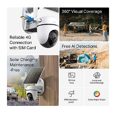 Güneş Enerjili Pan/Tilt 4G LTE Güvenlik Kamerası Kiti | Tapo C615G KIT - 12