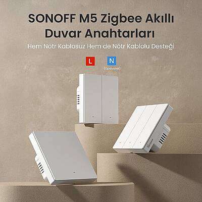 M5 Zigbee Akıllı Duvar Anahtarları Nötr ve Nötrsüz Uyumlu Beyaz