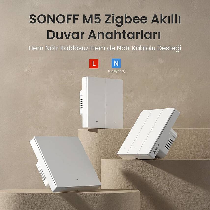 M5 Zigbee Akıllı Duvar Anahtarları Nötr ve Nötrsüz Uyumlu Beyaz - 1