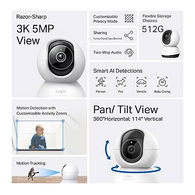 Pan/Tilt AI Ev Güvenliği Wi-Fi Kamera | TC74 - 7