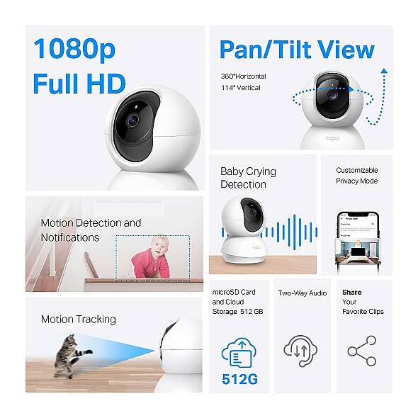 Pan/Tilt Ev Güvenliği Wi-Fi Kamerası | Tapo C200C - 2