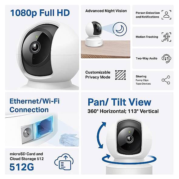 Pan/Tilt Ev Güvenlik Kamerası | Tapo C202 - 6