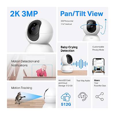 Pan/Tilt Ev Güvenlik Wi-Fi Kamera | TC71 - 2