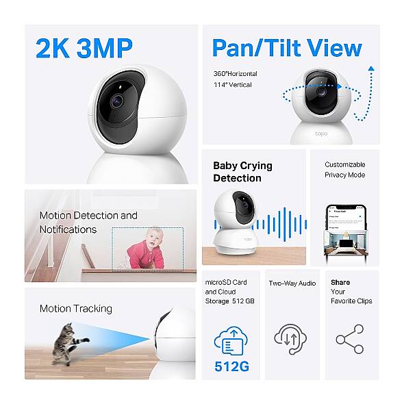 Pan/Tilt Ev Güvenlik Wi-Fi Kamera | TC71 - 2
