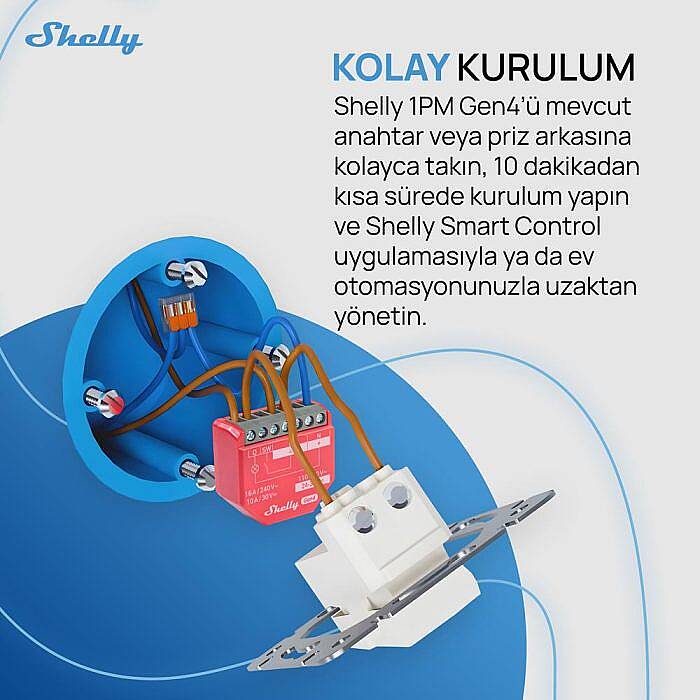 Shelly 1PM Gen4 Enerji Ölçümlü 16A Akıllı Röle - 3