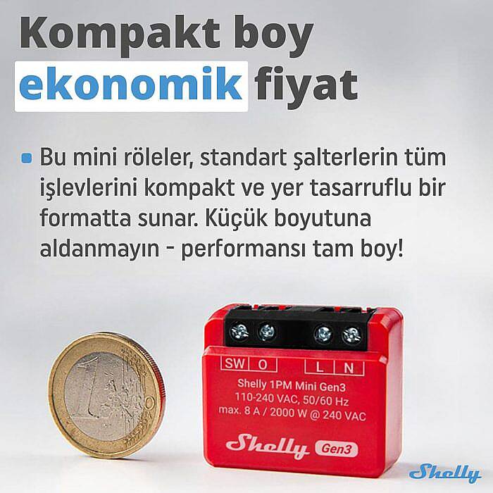 Shelly 1PM Mini Gen3 Enerji Ölçer Röle - 7