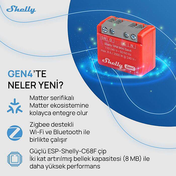 Shelly 1PM Mini Gen4 Enerji Ölçümlü Akıllı Röle - 3