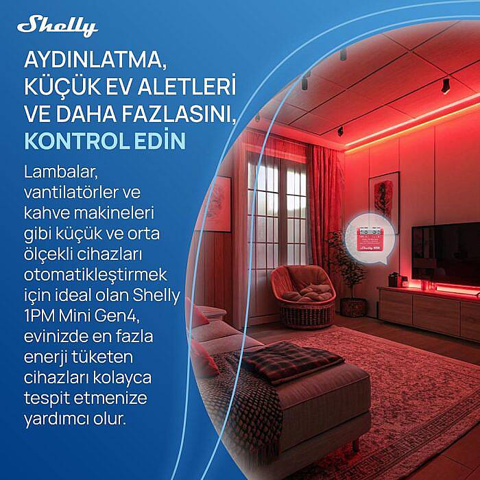 Shelly 1PM Mini Gen4 Enerji Ölçümlü Akıllı Röle - 4