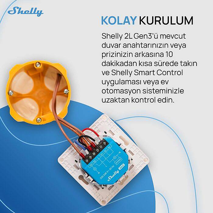 Shelly 2L Gen3 Nötrsüz 2 Kanallı Akıllı Röle - 6