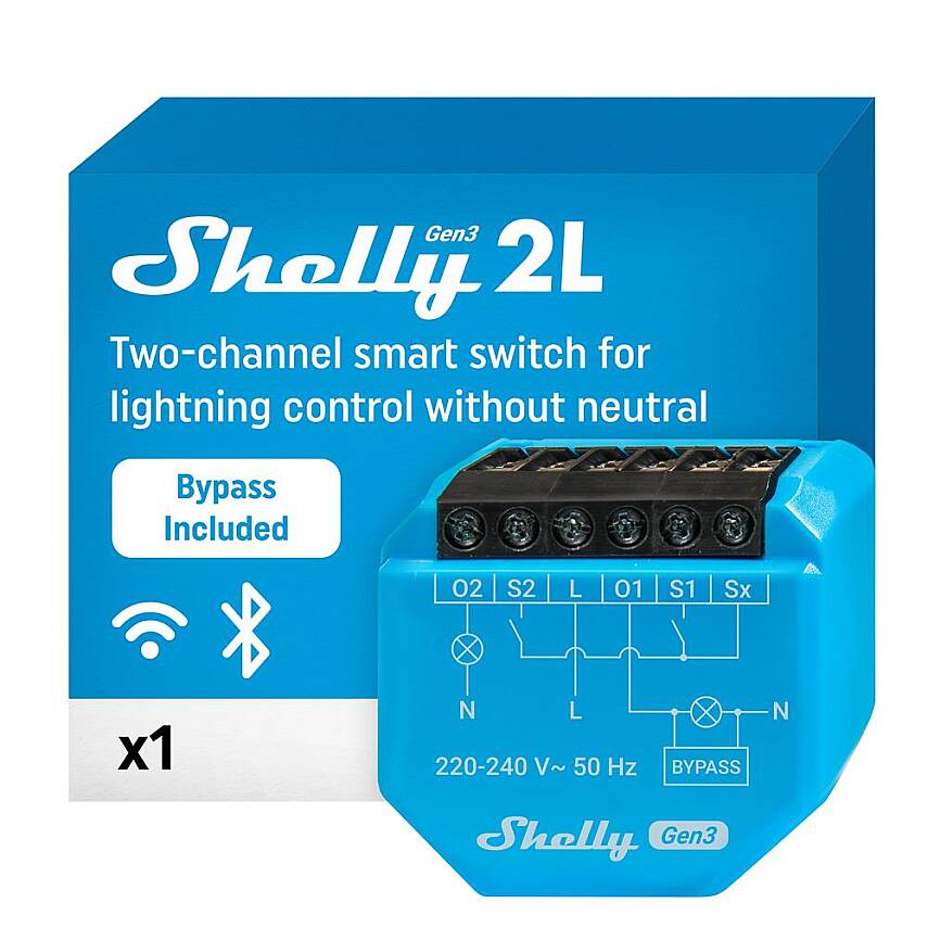 Shelly 2L Gen3 Nötrsüz 2 Kanallı Akıllı Röle - 1