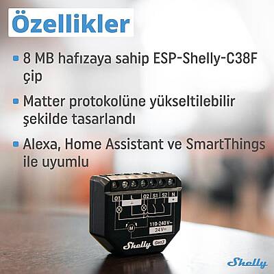 Shelly 2PM Gen3 Enerji Ölçümlü 2 Kanallı Akıllı Röle - 5