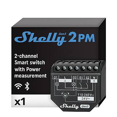 Shelly 2PM Gen3 Enerji Ölçümlü 2 Kanallı Akıllı Röle