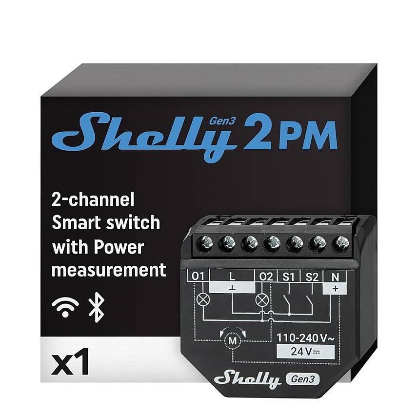Shelly 2PM Gen3 Enerji Ölçümlü 2 Kanallı Akıllı Röle - 1