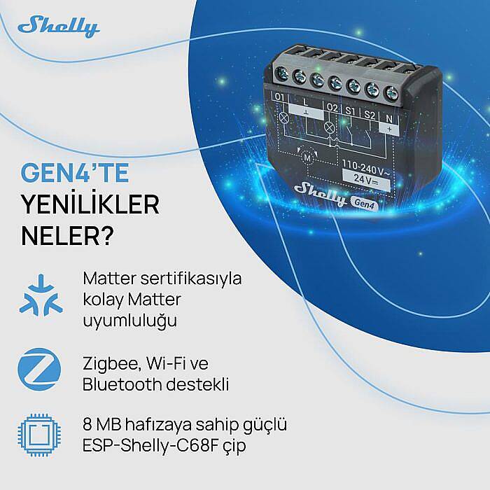 Shelly 2PM Gen4 Enerji Ölçümlü 2 Kanallı Akıllı Röle - 3