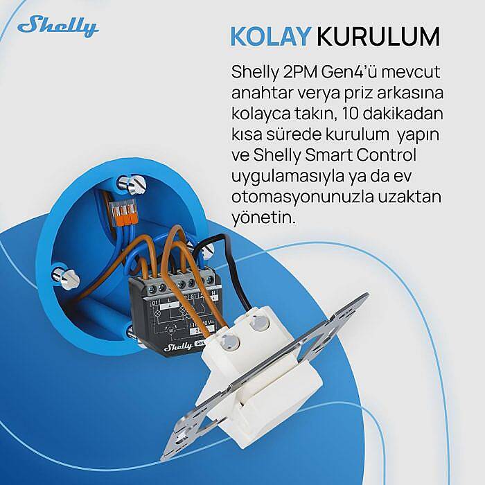 Shelly 2PM Gen4 Enerji Ölçümlü 2 Kanallı Akıllı Röle - 6
