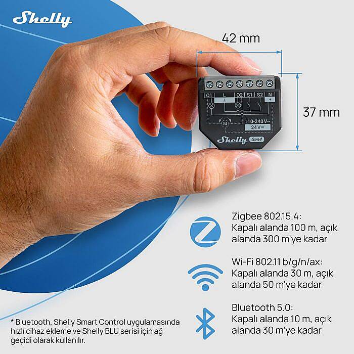 Shelly 2PM Gen4 Enerji Ölçümlü 2 Kanallı Akıllı Röle - 7