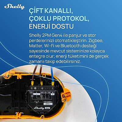 Shelly 2PM Gen4 Enerji Ölçümlü 2 Kanallı Akıllı Röle - 8