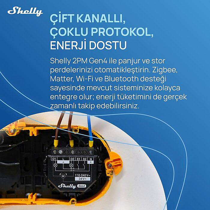 Shelly 2PM Gen4 Enerji Ölçümlü 2 Kanallı Akıllı Röle - 8