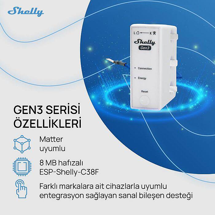 Shelly 3EM-63T Gen3 Akıllı 3 Faz Enerji Ölçer - 3