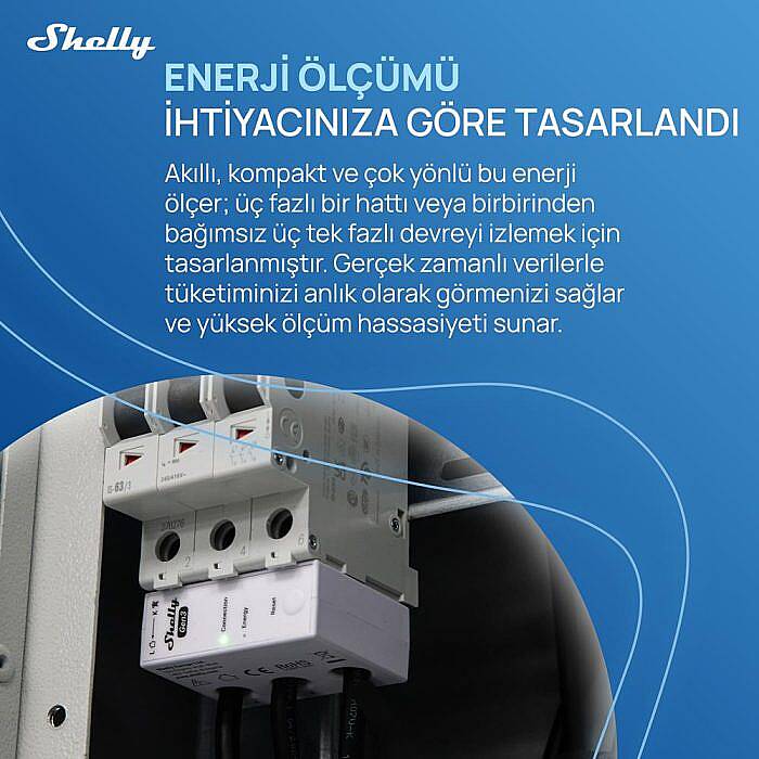 Shelly 3EM-63T Gen3 Akıllı 3 Faz Enerji Ölçer - 7