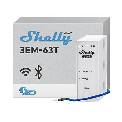 Shelly 3EM-63T Gen3 Akıllı 3 Faz Enerji Ölçer