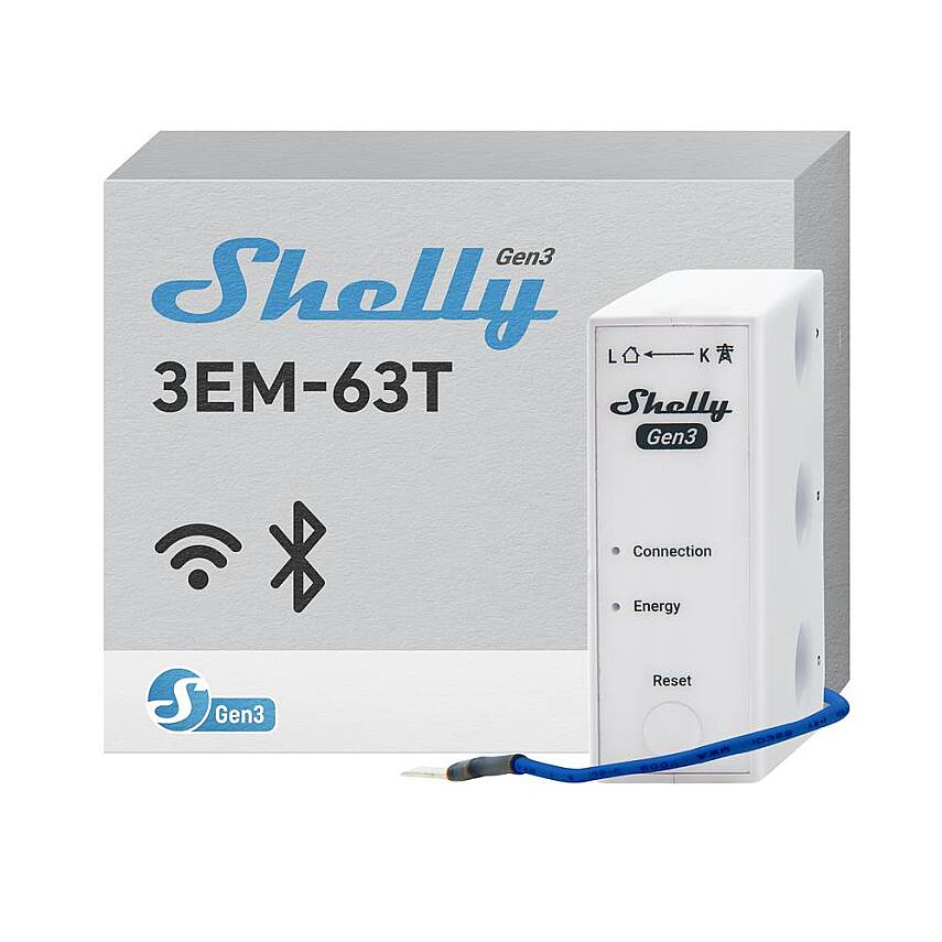 Shelly 3EM-63T Gen3 Akıllı 3 Faz Enerji Ölçer - 1
