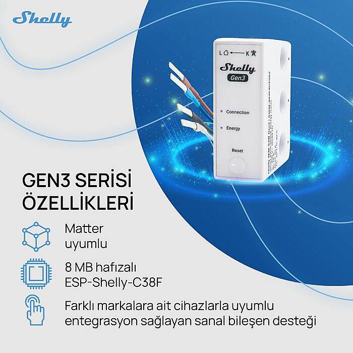 Shelly 3EM-63W Gen3 Akıllı 3 Faz Enerji Ölçer - 3