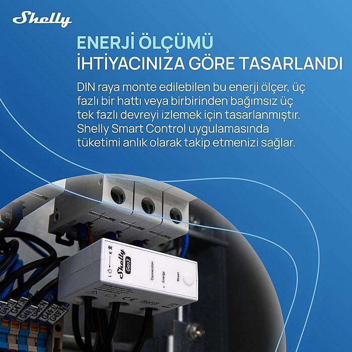 Shelly 3EM-63W Gen3 Akıllı 3 Faz Enerji Ölçer - 7