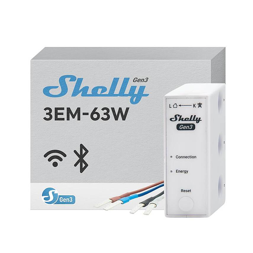 Shelly 3EM-63W Gen3 Akıllı 3 Faz Enerji Ölçer - 1