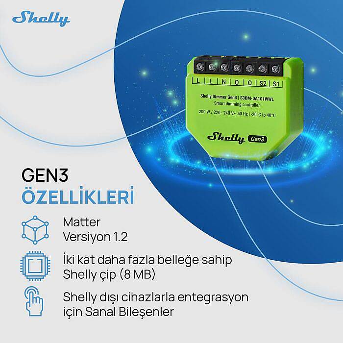 Shelly Dimmer Gen3 Akıllı Led Dimmer Kontrol Rölesi - 3