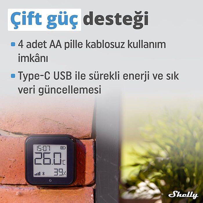 Shelly H&T Gen3 WiFi Sıcaklık ve Nem Sensörü - 2