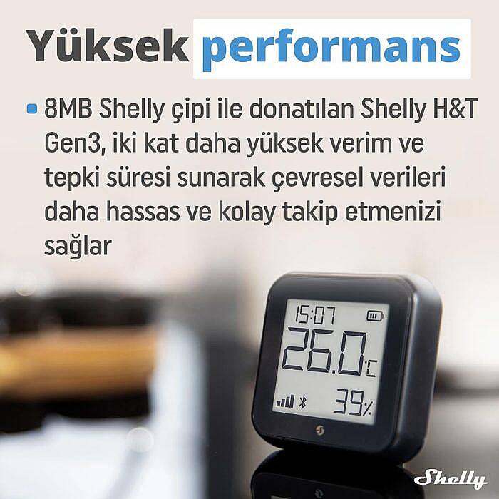 Shelly H&T Gen3 WiFi Sıcaklık ve Nem Sensörü - 4