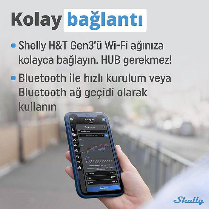 Shelly H&T Gen3 WiFi Sıcaklık ve Nem Sensörü - 5