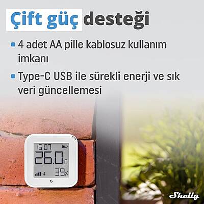 Shelly H&T Gen3 WiFi Sıcaklık ve Nem Sensörü - 4