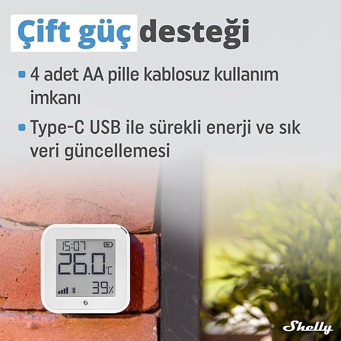Shelly H&T Gen3 WiFi Sıcaklık ve Nem Sensörü - 4