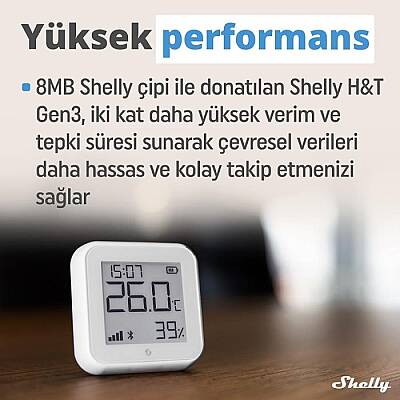 Shelly H&T Gen3 WiFi Sıcaklık ve Nem Sensörü - 5