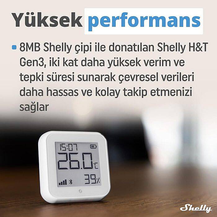 Shelly H&T Gen3 WiFi Sıcaklık ve Nem Sensörü - 5