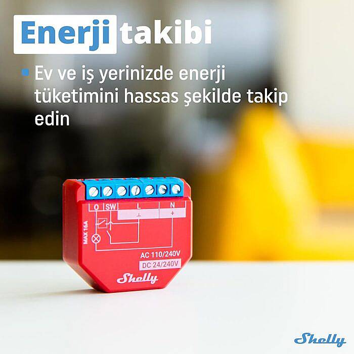 Shelly Plus 1PM Tek Kanal Enerji Ölçer Akıllı Röle - 5