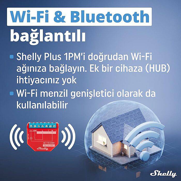 Shelly Plus 1PM Tek Kanal Enerji Ölçer Akıllı Röle - 7
