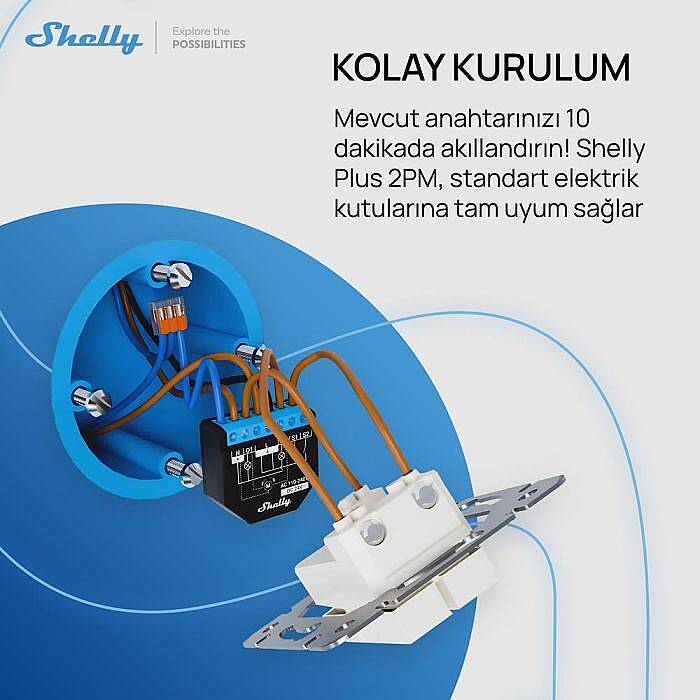 Shelly Plus 2PM Çift Kanal Enerji Ölçer Akıllı Röle - 5