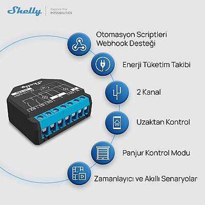 Shelly Plus 2PM Çift Kanal Enerji Ölçer Akıllı Röle - 6